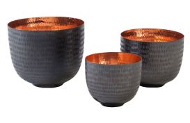 Embossed Copper Bowls Set of 3