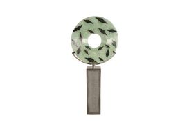Lifesaver Sculpture Gray Leaf Style Gray Base