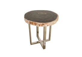 Petrified Side Table Round SS Base