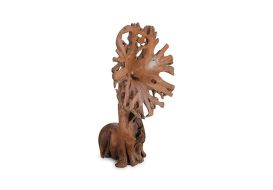 Carved Flower Wood Sculpture