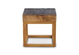 Topping Side Table Brown Stone and Natural