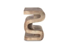 Carved Serpent Stool Natural and Gray Stone Finish