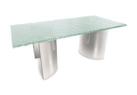 Glass Bubble Dining Table Curve SS Legs