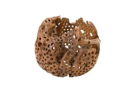 Carved Wood Ball Sculpture