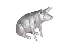 Pig Sculpture Silver Leaf