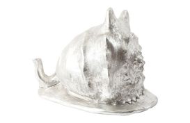 Helmet Shell Tabletop Sculpture Silver Leaf