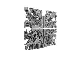 Square Root Wall Art Set of 4 Silver Leaf Overall