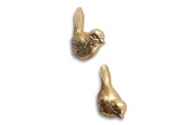 Sparrow Birds Wall Art Set of 2 Gold Leaf