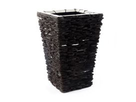 Stacked Stone Planter Stainless Accents
