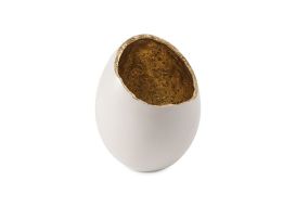 Broken Egg Vase White and Gold Leaf