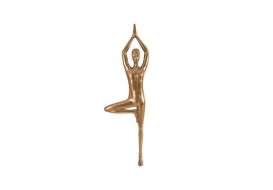 Yoga Figure Male Wall Art Polished Bronze No Lines