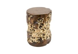 Molten Brass Stool Warm Brass and Gold Leaf