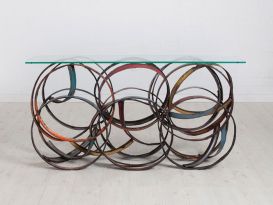 Freeform Olympic Console Table Glass Top Large