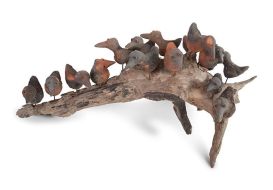18 Birds on Wood Sculpture Sizes Vary