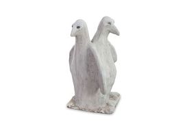 Twin Penguin Concrete Sculpture