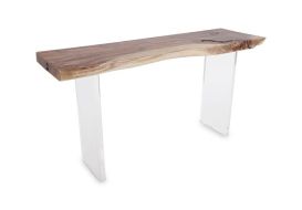 Floating Chamcha Wood Console Table Acrylic Legs