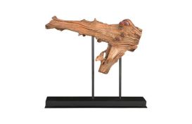 Wood Sculpture Abstract Crocodile Large