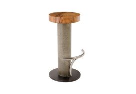Concrete Bar Stool Chamcha Wood Seat Gray
