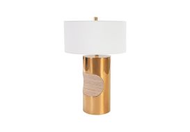 Bite Table Lamp (Finish: Polished Brass with White Shade)