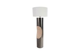 Bite Floor Lamp (Finish: Black Nickel with White Shade)