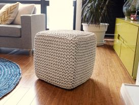 Ivory Jute Pouf (Design: Square)