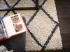 Ivory Silky Shag Rug With Gray Diamond