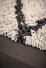 Ivory Silky Shag Rug With Gray Diamond