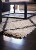 Ivory Silky Shag Rug With Gray Diamond