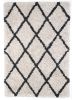 Ivory Silky Shag Rug With Gray Diamond