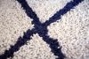 Ivory Silky Shag Rug With Navy Diamond