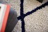Ivory Silky Shag Rug With Navy Diamond