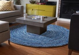 Round Ripple Blue Skies Rug (Size: 6' x 6')