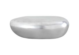 River Stone Table Top Sculpture Silver Leaf (Size: 14x8x5"h)