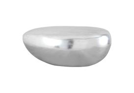 River Stone Table Top Sculpture Silver Leaf (Size: 19x12x8"h)