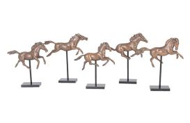 Galloping Horses on Stand Set of 5 (Finish: Bronze)