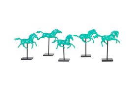 Galloping Horses on Stand Set of 5 (Finish: Emerald)