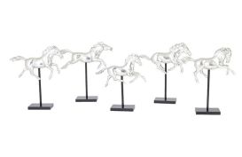 Galloping Horses on Stand Set of 5 (Finish: Silver Leaf)