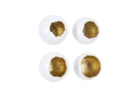 Broken Egg Wall Art White Set of 4 (Finish: Gold Leaf)