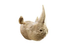 Rhinoceros Wall Sculpture (Finish: Silver Leaf)
