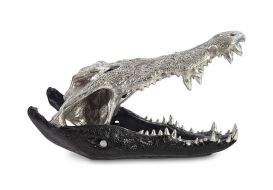 Crocodile Skull (Finish: Black and Silver Leaf)