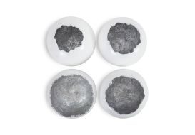Broken Egg Wall Art White Set of 4 (Finish: Silver Leaf)