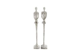Skinny Male and Female Sculpture (Finish: Silver Leaf)