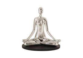 Yoga Figure Meditating (Finish: Silver Leaf with Lines)