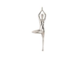 Yoga Figure Wall Art Silver Leaf With Lines (Design: Male)