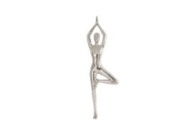 Yoga Figure Wall Art Silver Leaf With Lines (Design: Female)