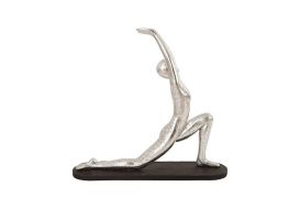 Yoga Figure Kneeling (Finish: Silver Leaf with Lines)